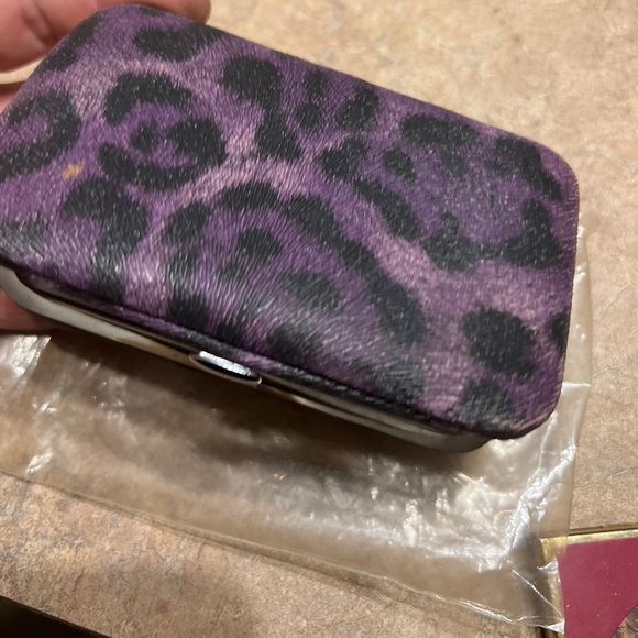Purple leopard print cigarette or card wallet case - Picture 2 of 7